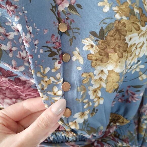 Chicwish Floral Mini Dress - Blue and Pink - Picture 4 of 13